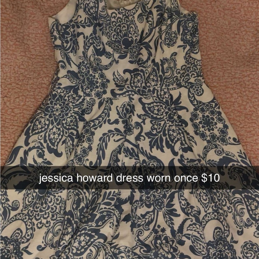 Jessica Howard Blue And White Floral Dress